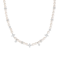 周大生DC Bubble气泡水珍珠项链女款S925银四芒星