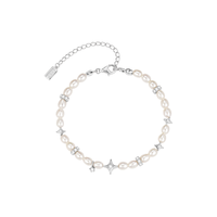 周大生DC Bubble气泡水珍珠手链女款S925银四芒星 星光珍珠手链