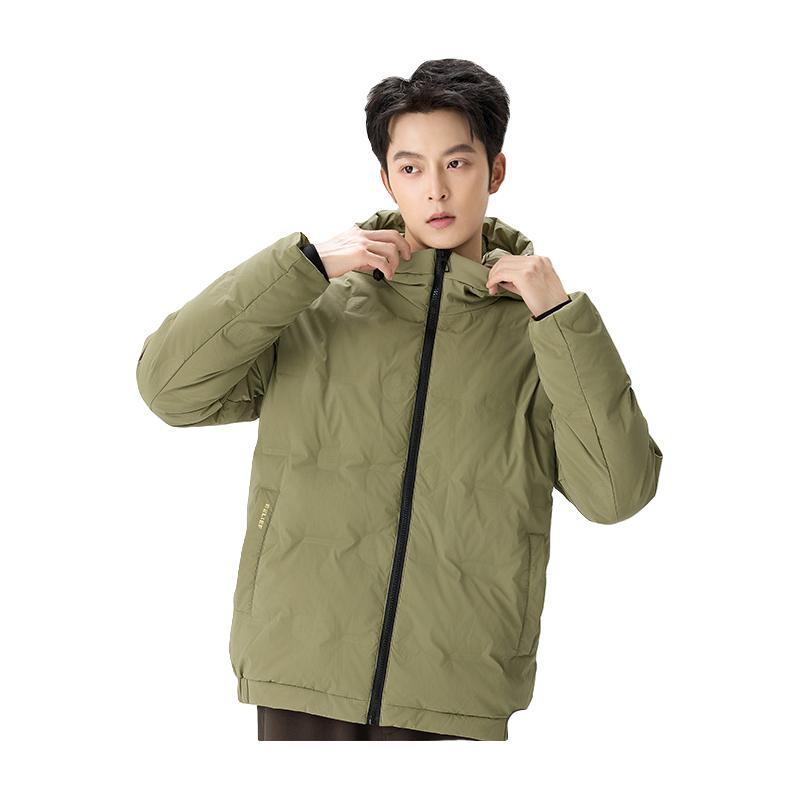 快鱼加厚羽绒服男款冬季2024防寒保暖袄子简约百搭连帽短外套