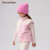 PawinPaw【抗静电】卡通小熊童装秋冬男女童立领撞色马甲 Pink粉红色/25 120 cm