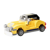 哲高积木拼装小汽车回力赛车跑车巴士diy拼插玩具儿童男孩子 复古老爷车【100颗粒】袋装