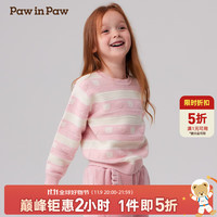 Paw in Paw PawinPaw卡通小熊童装秋冬女童条纹圆领毛衣甜美软糯 Pink粉红色/25 110 cm