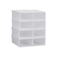 爱丽思（IRIS）透明鞋盒大号鞋子收纳盒防尘防潮鞋柜可叠加鞋架储物盒 8个装  大号8只