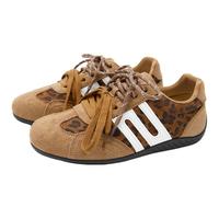 西遇 德训系列 双鞋带豹纹休闲平底运动鞋 豹纹