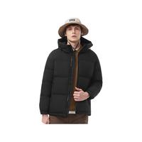 坦博尔(Tanboer)2024年羽绒服男短款宽松休闲90绒连帽外套潮冬装TAF530353J 黑色 175/92A