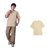 美特斯邦威白色短袖T恤男夏季圆领时尚印花宽松装体恤上衣男 175/L 海雾黄