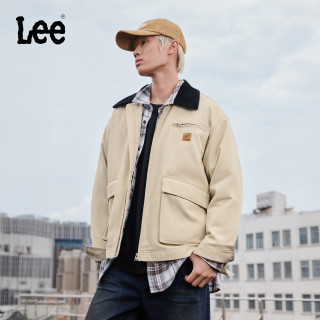Lee 25秋冬舒适版撞色翻领拉链工装大口袋设计男款棉服外套潮