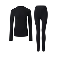 京东京造女士秋衣秋裤长绒棉半高领棉毛衫打底保暖内衣套装L 女黑色