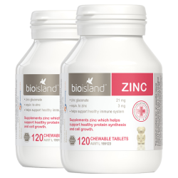 佰澳朗德 bioisland佰澳朗德补锌咀嚼片1岁儿童牛奶锌片120粒*2瓶