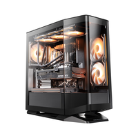 骨伽【星舰FV270黑色+2颗星链140黑色反叶】 海景房机箱曲面玻璃/ARGB积木风扇 星舰黑+星链140黑（2反）