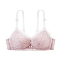 都市丽人无钢圈性感蕾丝法式文胸女薄款舒适内衣三角杯胸罩美背2B32C5 香妃粉 36/80B
