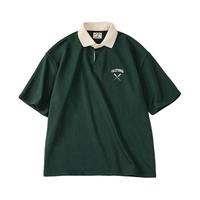 马登 MADEN工装 美式复古撞色polo衫短袖宽松刺绣学院风翻领半袖t恤男夏