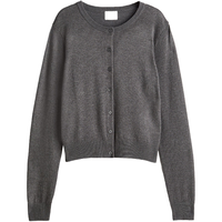 H&M女装2024秋季针织衫舒适慵懒舒适空调衫短款开衫0579541 混灰色167 165/96