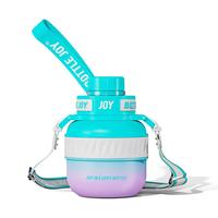 吨吨 BOTTLED JOY 吨吨保温杯316不锈钢王一博同款水杯便携背带时尚潮酷吨吨杯 蓝紫碰-316钢-旋盖款 0.5L