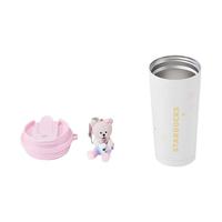 星巴克(Starbucks)杯子樱花春绽系列不锈钢桌面水杯 大容量便携随行杯 男女士 双饮口不锈钢杯(配挂件) 480ml