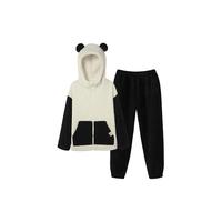 ubras23年熊绒绒拉链家居服套装女睡衣保暖冬季套装舒适可外穿 燕麦奶色 S