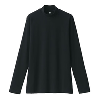 無印良品 MUJI(無印良品 )女式 起毛罗纹织半高领长袖T恤上衣打底衫内搭秋冬24年冬 黑色 M (160/84A)