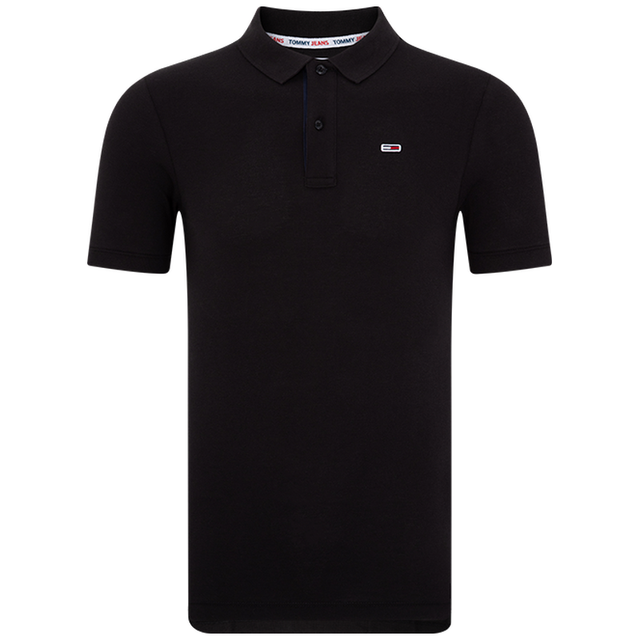 TOMMY HILFIGER 纯棉双扣领修身短袖POLO衫
