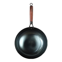 孟大锤章丘家用铁锅炒锅镜面款手工锻打老式圆底炒菜锅物理无涂层不粘锅 木柄镜面款-单锅(已开锅） 34cm