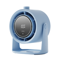 素乐质造 100档风速可定时LED化妆镜桌面风扇 壁挂款（插电款+不带镜子） 冰霜蓝