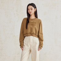 A21 女装拼接假两件宽松圆领落肩套头卫衣