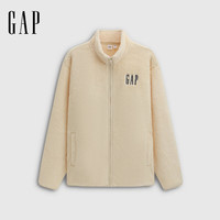 GAP男女装2025秋季logo抱抱绒拉链立领卫衣786538 米色 XL (180/100A) 亚洲尺码