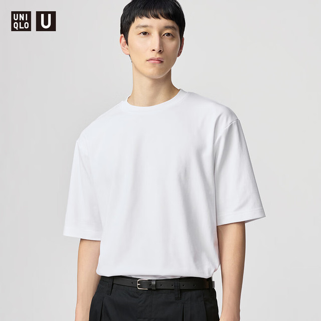 UNIQLO 优衣库 男装/男女同款大师T AIRism宽松圆领T恤五分袖短袖475355 475355/00白色