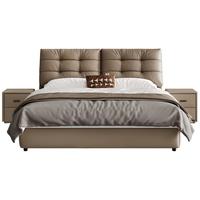 全友家居 头层牛皮软包靠背主卧室双人大床1.8x2米意式极简皮艺床