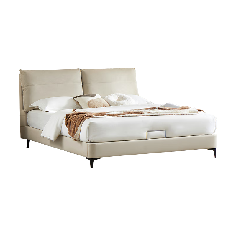 喜临门真皮双人床主卧轻奢婚床 云图s单床(藕色) 1.8*2米