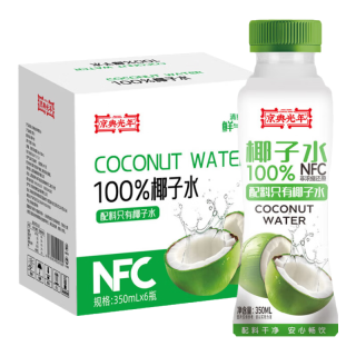 移动端、京东百亿补贴：京典光年 100%椰子水 东南亚进口椰青 纯椰汁NFC椰子水饮料 100%椰子水350ml*6瓶