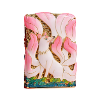 ZIPPO 打火机九尾狐镀金花丝夜光珐琅 夜光九尾狐