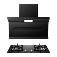 名气老板油烟机【小黑翼Pro】家用27立方大吸力抽油烟机变频超薄顶侧双吸7字型烟灶套装三腔挥手智控 烟机+5.0KW猛火灶6102B【默认发天然气】