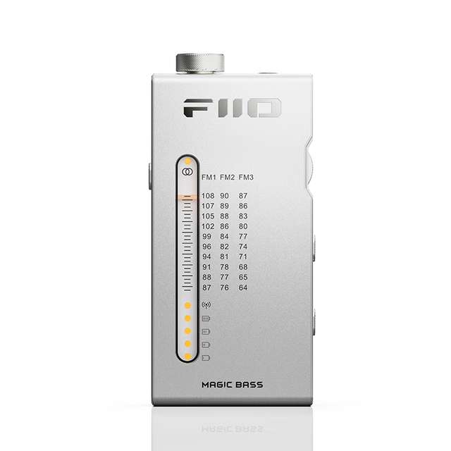 FiiO 便携式可充电锂电池怀旧复古迷你立体声耳放FM收音机 RR11 银色