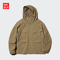 优衣库 男装女装防风连帽外套夹克482213 34 驼色 3XL