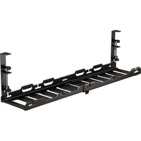 天地鱼（TDYU）桌下理线架免打孔整理线路电线桌面走线路由器槽盒桌底理线器 黑色伸缩款40-73cm