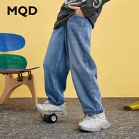 马骑顿（MQD）男童25春学院风潮酷休闲百搭中大童裤子宽松牛仔裤 中牛仔蓝 1