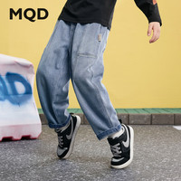 马骑顿（MQD）男童25春季学院风裤子休闲百搭中大童牛仔裤 中牛仔蓝 120