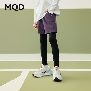 马骑顿（MQD）【运动系列】男童春季中大童假两件打底裤撞色篮球跑步裤子 深紫 120