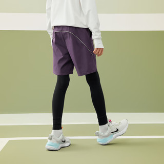 马骑顿（MQD）【运动系列】男童春季中大童假两件打底裤撞色篮球跑步裤子 深紫 120