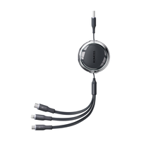 ROMOSS罗马仕充电线三合一数据线6A快充100W 适用于苹果iPhone/华为安卓Typec手机车载充电线伸缩多功能灰色