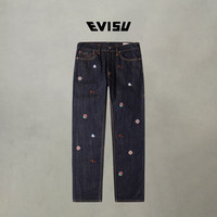 EVISU 福神系列 男士刺绣直筒牛仔裤 10168397248706