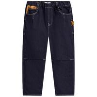 MQD童装男大童24春学院风基础百搭牛仔长裤 深牛仔蓝 120