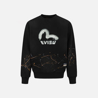 EVISU 男士海鸥和商标印花圆领纯棉宽版卫衣