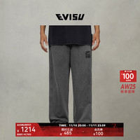 EVISU 福神 2025秋新品男士商标刺绣卫裤直筒裤休闲裤 黑色 M
