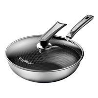 荣事达不粘锅炒锅家用炒菜锅平底电磁炉煤气灶316不锈钢锅具