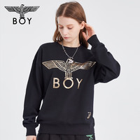 BOY LONDON潮牌休闲卫衣 秋季男女同款 圆领纯棉套头针织款N03909-a2 黑色 经典款 XS