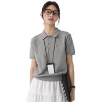 画朴 法式简约风T恤女装2024夏季正肩遮肚显瘦polo衫