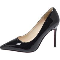 88VIP：达芙妮 黑色高跟鞋女细跟2025秋冬尖头高级感红底单鞋绝美皮鞋