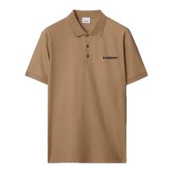 BURBERRY 男士驼色棉质Logo字母刺绣短袖时尚Polo衫