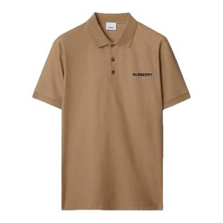BURBERRY 男士驼色棉质Logo字母刺绣短袖时尚Polo衫